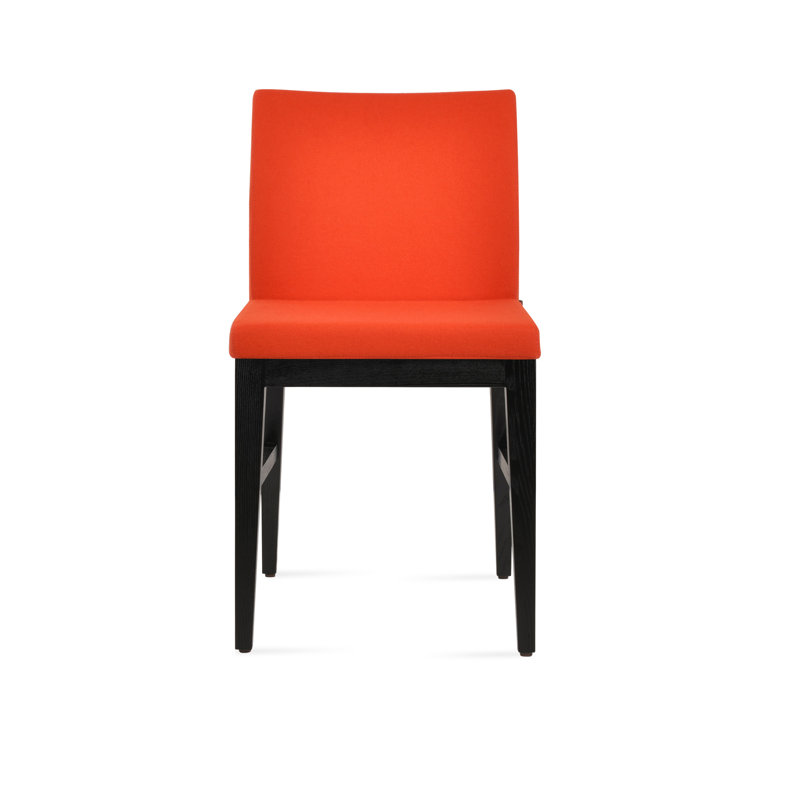 ARIA en cuir rembourré chaise, Camira Wool - Orange, Wengé