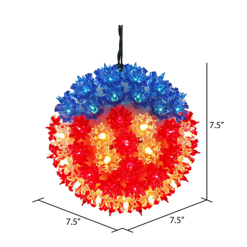 Starlight Sphere Ornament LED Light Sphere, 10" H x 10" W x 10" D, Red/White/Blue