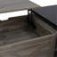 Table basse à plateau relevable Farmhouse avec portes de grange, grand espace de rangement caché, supports latéraux et tablettes ouvertes-2147394118