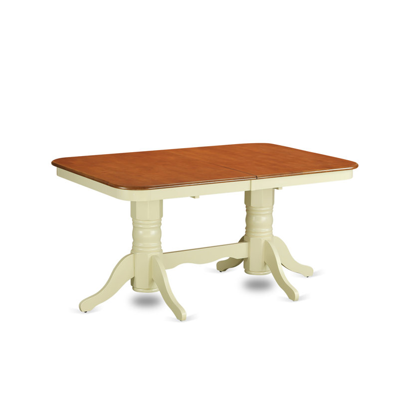 9 Piece Dining Table Set Includes a Rectangle Dinner Table with Butterfly Leaf and 8 Dining Room Chairs, 40x78 Inch, Buttermilk & Cherry