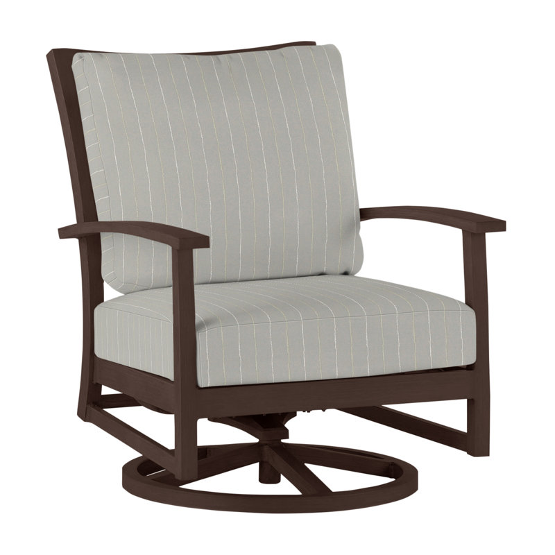 Charleston Patio Lounge Chair with Cushions, No Welt, Linen Dove, Charleston Aluminum #60 Oak
