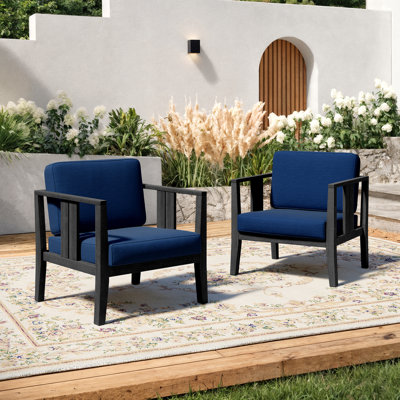Junco Solid Wood Teak Outdoor Lounge Chair With Cushion And Arm