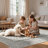 Grey/Beige Oriental Floral Machine Washable Area Rug with Non-Slip Backing-1417661463
