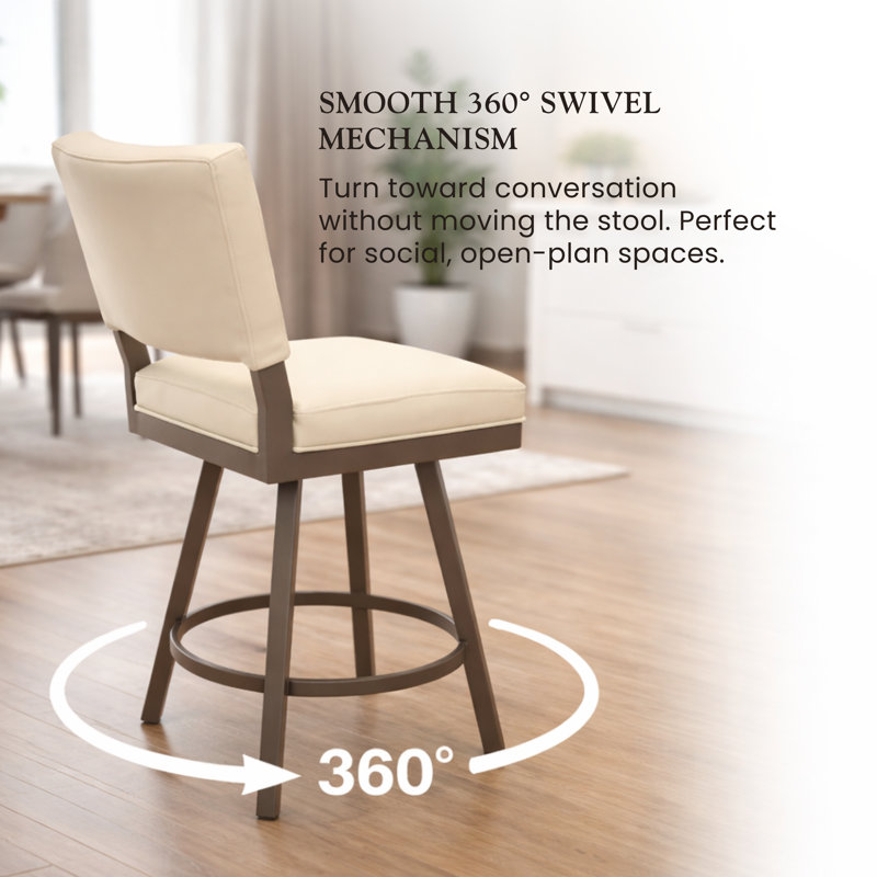Sunnydale Emerson 26" Swivel Counter Stool, Steel Mist Finish & Silver Dune Leatherette