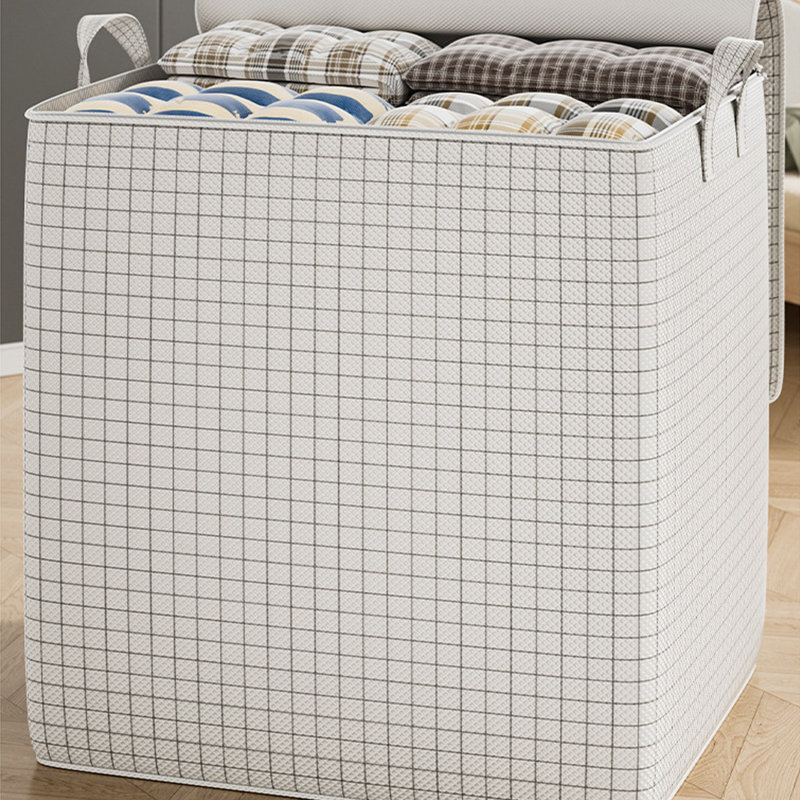  Storage Bins with Lids & Reinforced Handles, Closet Organizers and Storage, Clothes Storage Bags or Moving Packing Bags, Storage Basket Containers for Blanket, Comforter, Pillow, Bedding, M