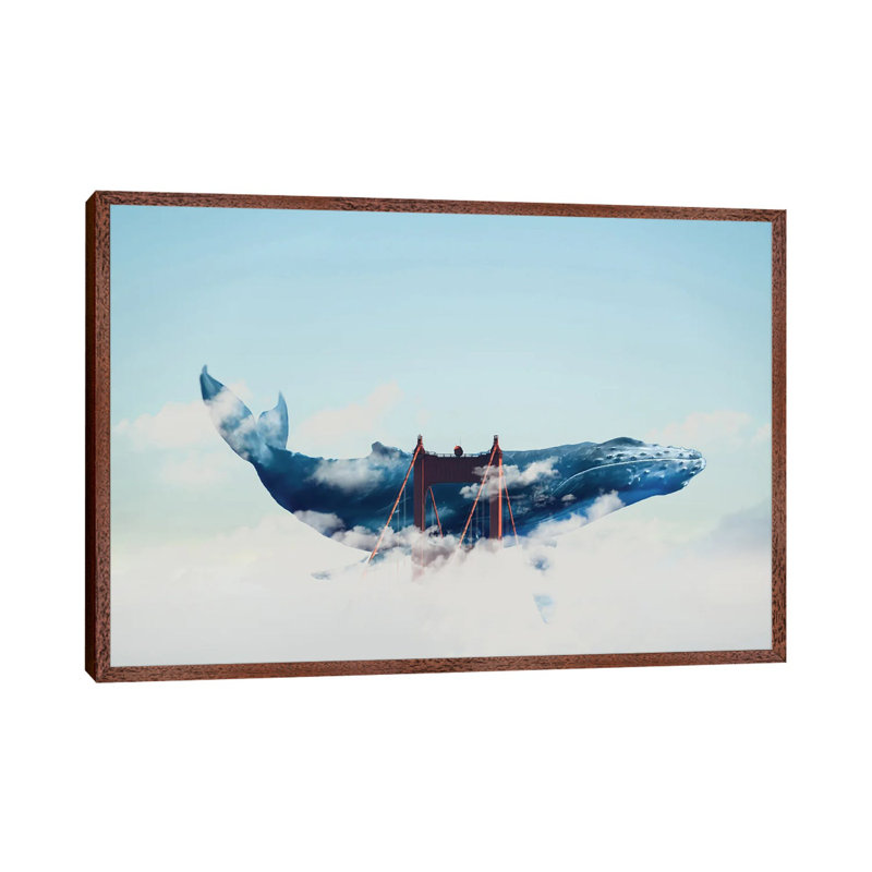 Whale Watching In San Fran by David Loblaw - Print on Canvas, Classic Brown Wood Framed, 66.04 cm H x 45.72 cm W