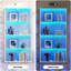 4-Tier Round Curio Display Cabinet with Glass Door, 3 Colour LED Lights & Motion Sensor-543264843