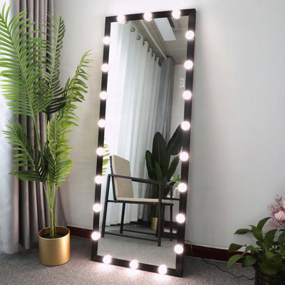 Miroir Hollywood pleine longueur avec éclairage, 3 modes de couleur, à poser ou à fixer au mur