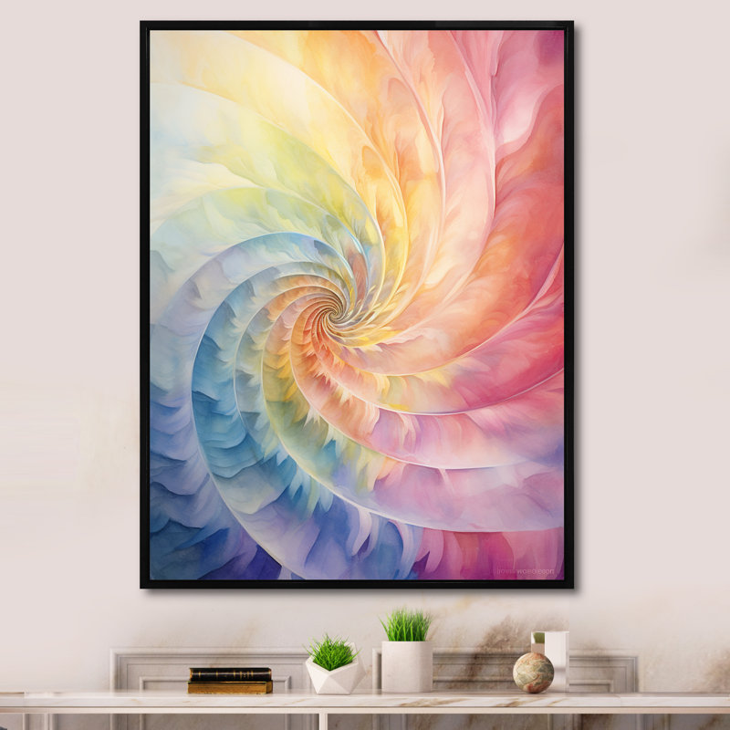 Grantville - Abstract Spirals, impression d'art mural_106190, Toile avec cadre flottant noir, H 32 po x l 16 po x P 1 po