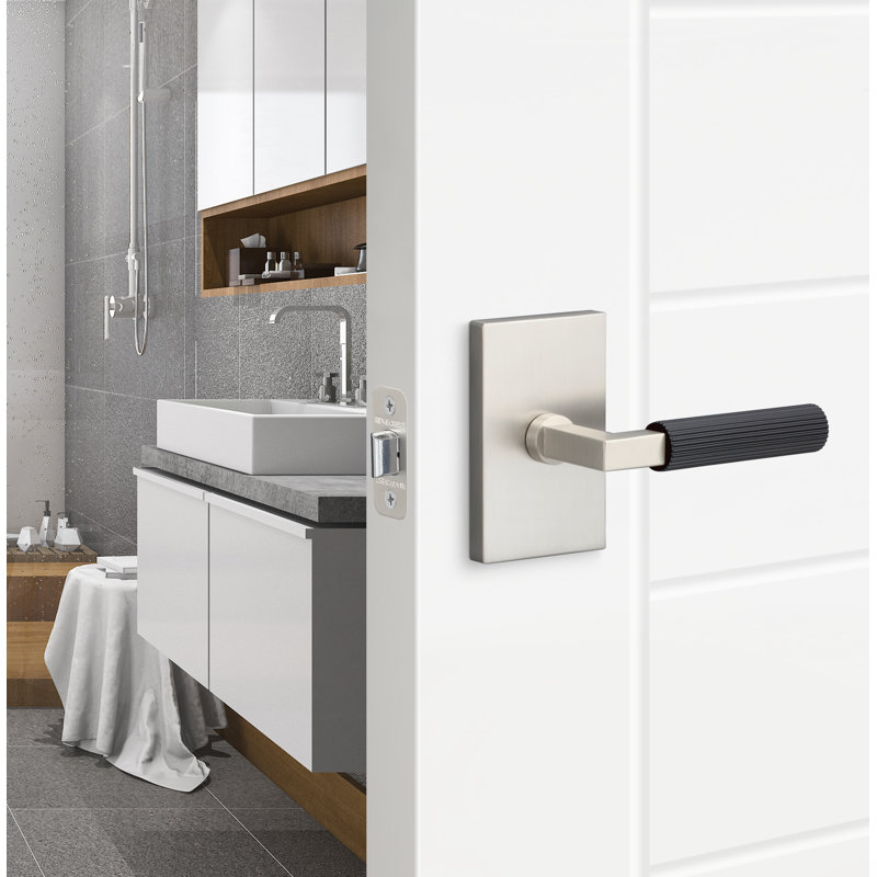 Levanto Passage Rosette, Straight Knurled Grip, Satin Brass/Satin Nickel