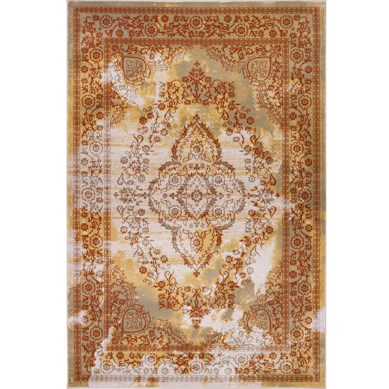 Tapis brun à motif floral Lauren, Rectangle 5 pi 3 po x 7 pi 7 po