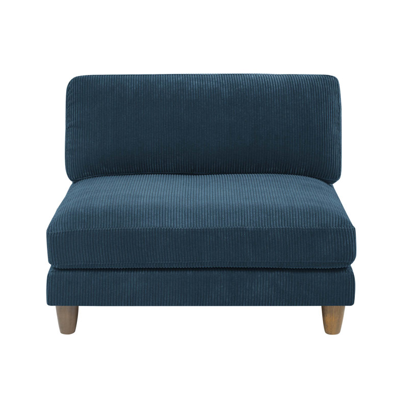 Saladino Upholstered Slipper Chair, Dark Blue Corduroy