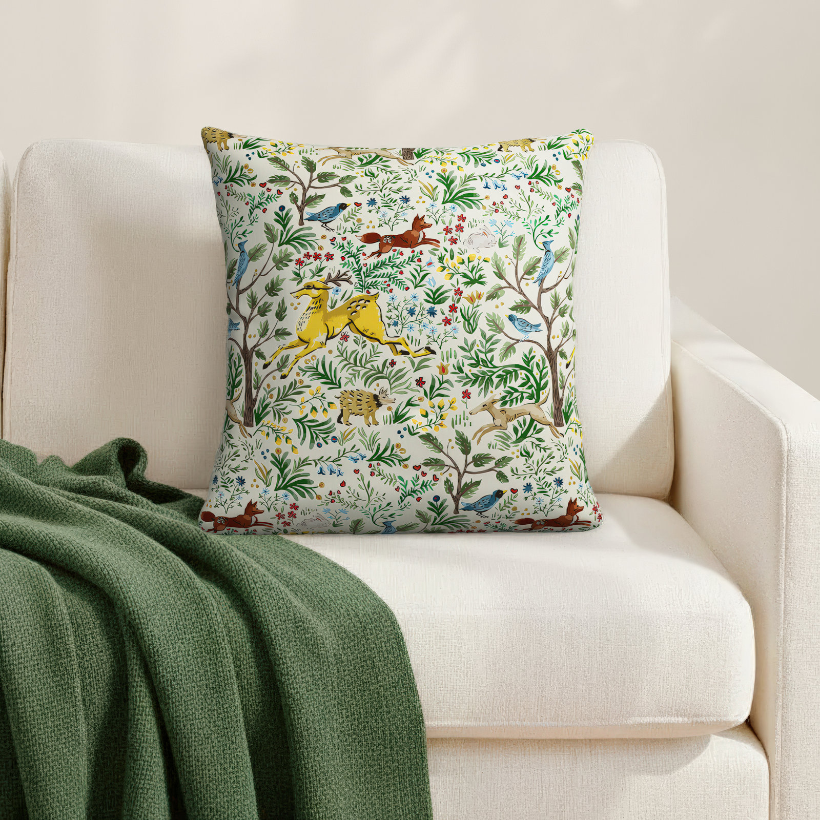 Foxe Toile Indoor/Outdoor Throw Pillow, 18" x 18", Frolic Citrus