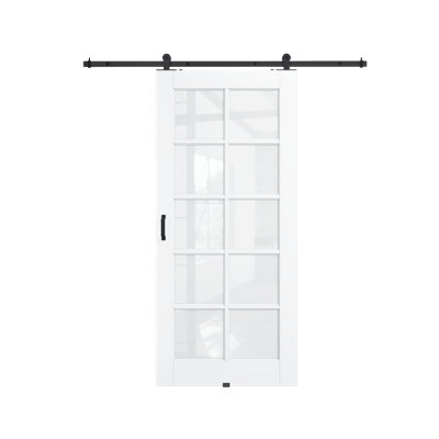 36 po x 80 po x 10 po avec dalle de porte blanche préfinie avec toute la quincaillerie de porte de grange