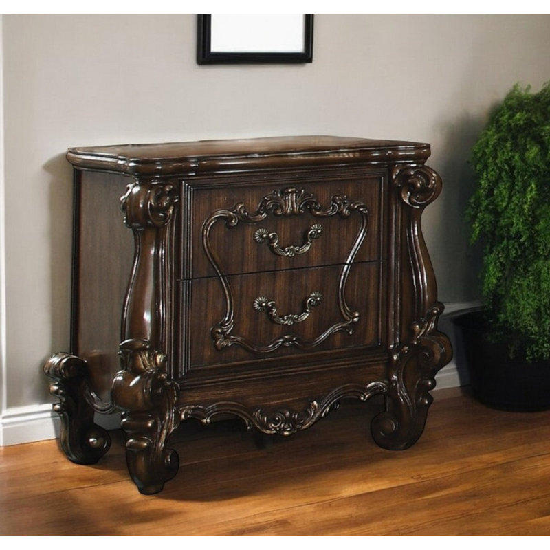 31" Brown Two Drawers Nightstand