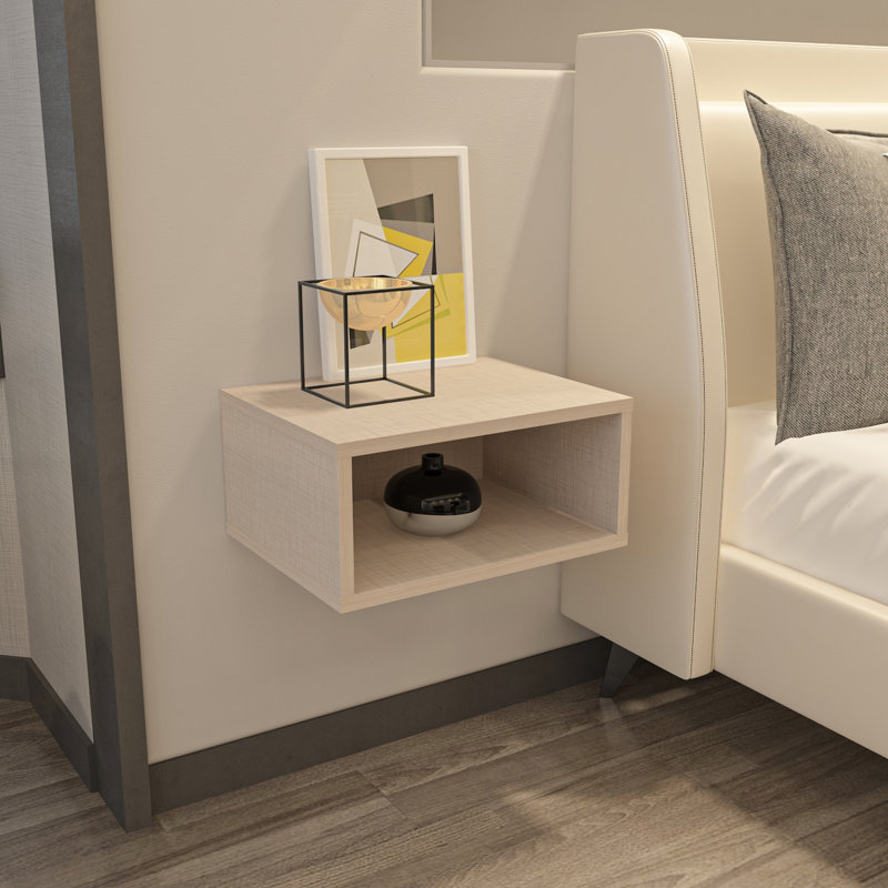 Damaree 45cm W Bedside Table, Cotton Beige
