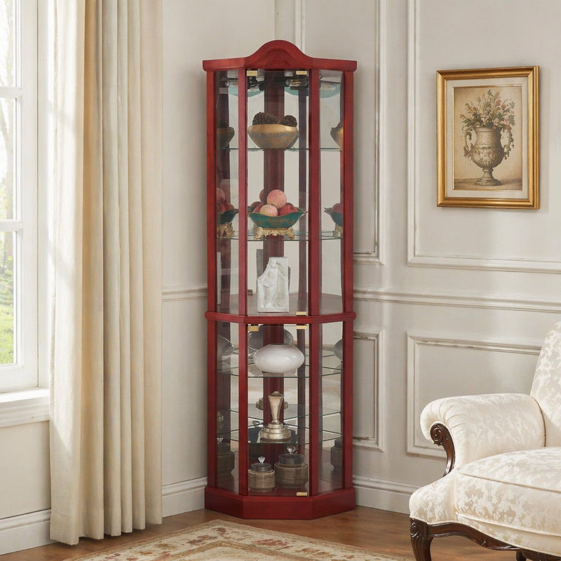 Vitrine d'angle vitrée avec vitrine d'angle, Cherry