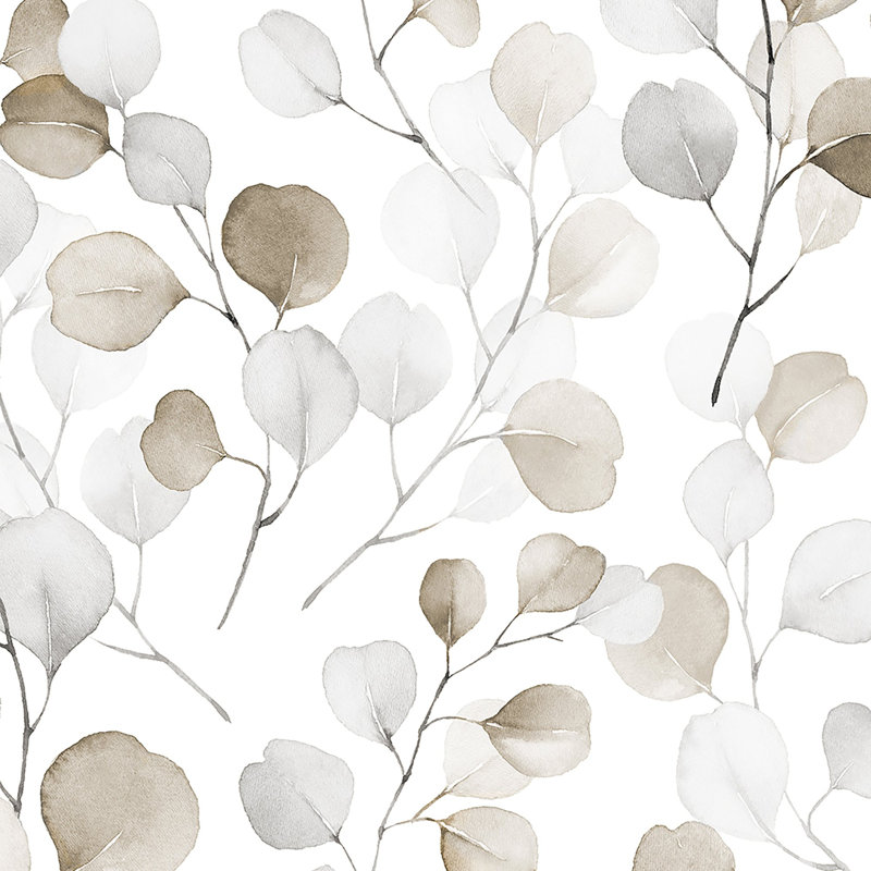 Rouleau de papier peint à motif de feuilles d'eucalyptus Flora Collection, Argent argent