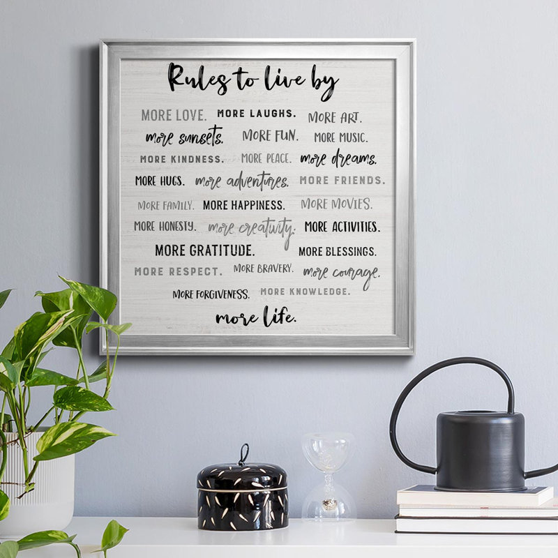 More Life - Art textuel sur toile encadré, H 22,5 po x l 22,5 po x P 1,5 po, Argent