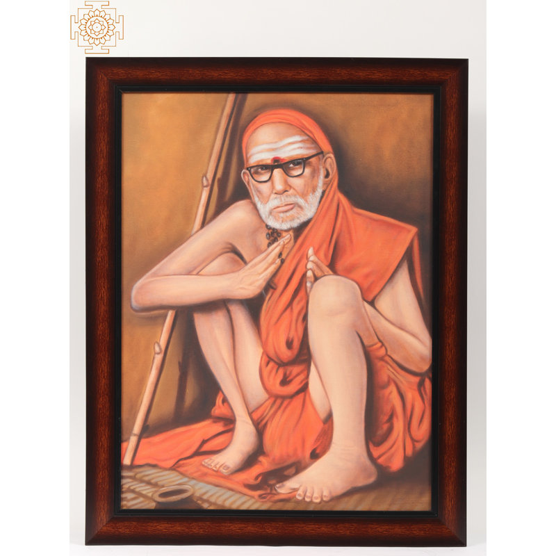 Kanchi Mahaperiyavar | Peinture à l'huile sur toile encadrée