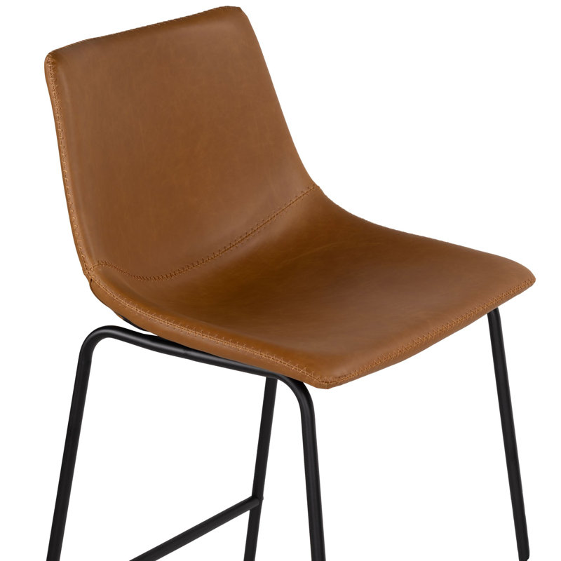 Dorielle Upholstered Counter Stool, Counter Stool (24" Seat Height), Saddle Brown
