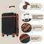 Ensemble de 3 valises de 20 pouces avec port USB, bagage à main à conception avant certifiée, bagage rigide en ABS avec roues pivotantes, noir-121295196