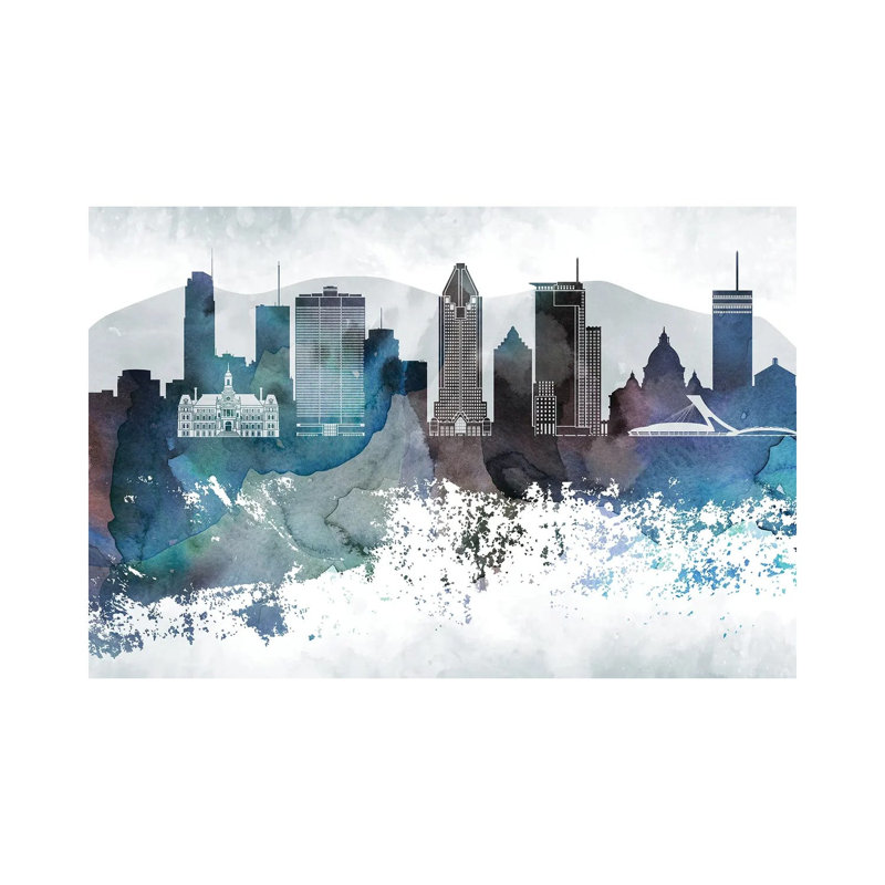 Montreal Bluish Skyline - Wrapped Canvas Print, 30.48cm H x 45.72cm W
