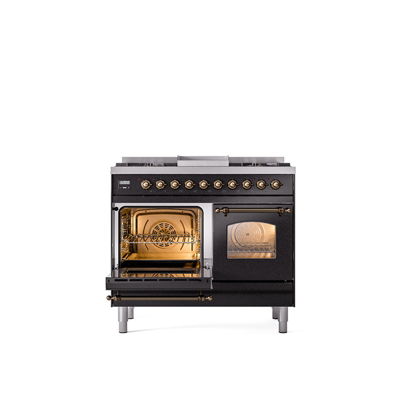 ILVE Nostalgie II 40 in Dual Fuel Range, Natural Gas, White/Bronze