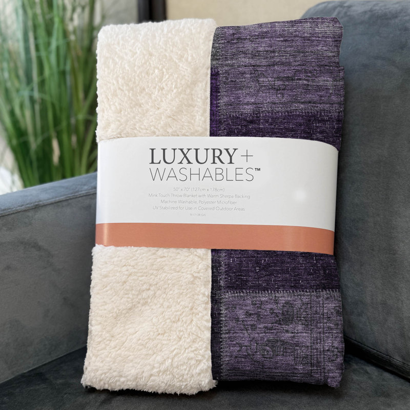 Jeté patchwork Addison Sherpa ASB663, Aubergine