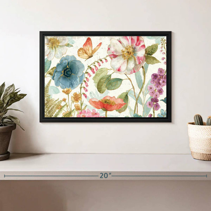 Rainbow Seeds Fleurs sur bois, Cadre flottant noir, 13 po x 9 po