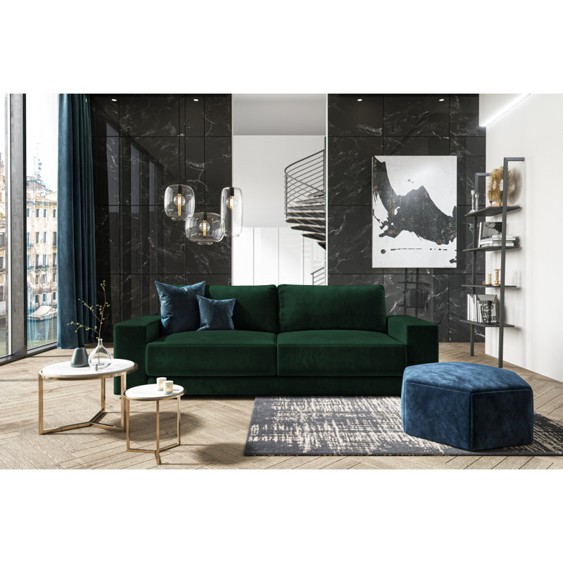 Donatella 4 Seater Velvet Sofa Bed, Green