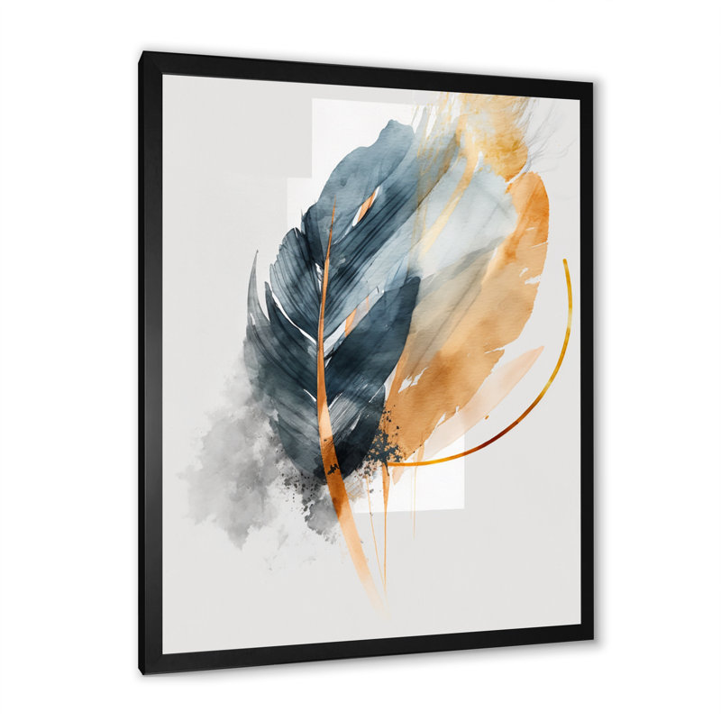 Feuille de Philodenron bleue - impression, H 40 po x l 30 po x P 1,5 po, Cadre photo noir