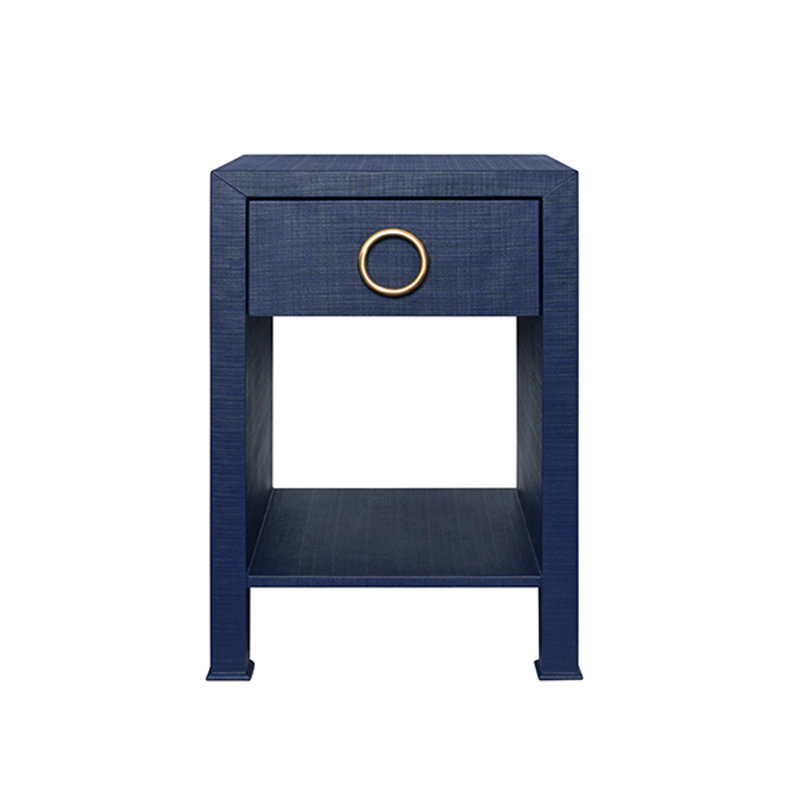 Malcolm Solid Wood End Table, Navy