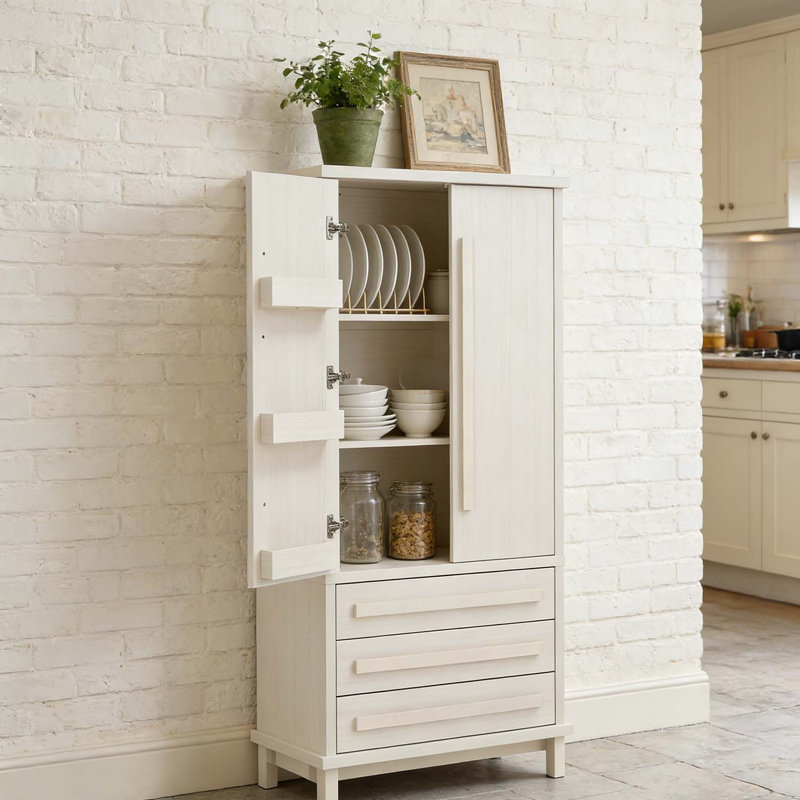 Armoire de cuisine, armoire en bois pour la cuisine, la salle à manger, Blanc