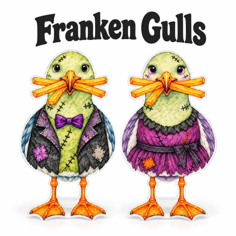 Ensemble de 2 panneaux d'Halloween pour la cour d'Halloween, Frankenstein Coastal Beach, PVC