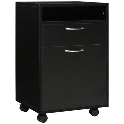 Organisateur de rangement mobile avec tiroir et armoire, support d'imprimante avec roulettes, noir