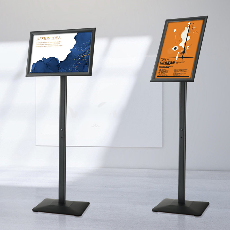 Pedestal Sign Holder, 11 x 17 Inch Vertical and Horizontal Adjustable Poster Stand, Heavy-Duty Floor Standing Sign Holder with Metal Base for Display, Advertisement, and Outdoor, Black