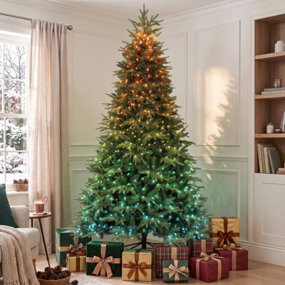 Sapin de Noël de 2,74 m (9 pi) avec DEL synchronisées, à monter soi-même, sapin Fraser Grande