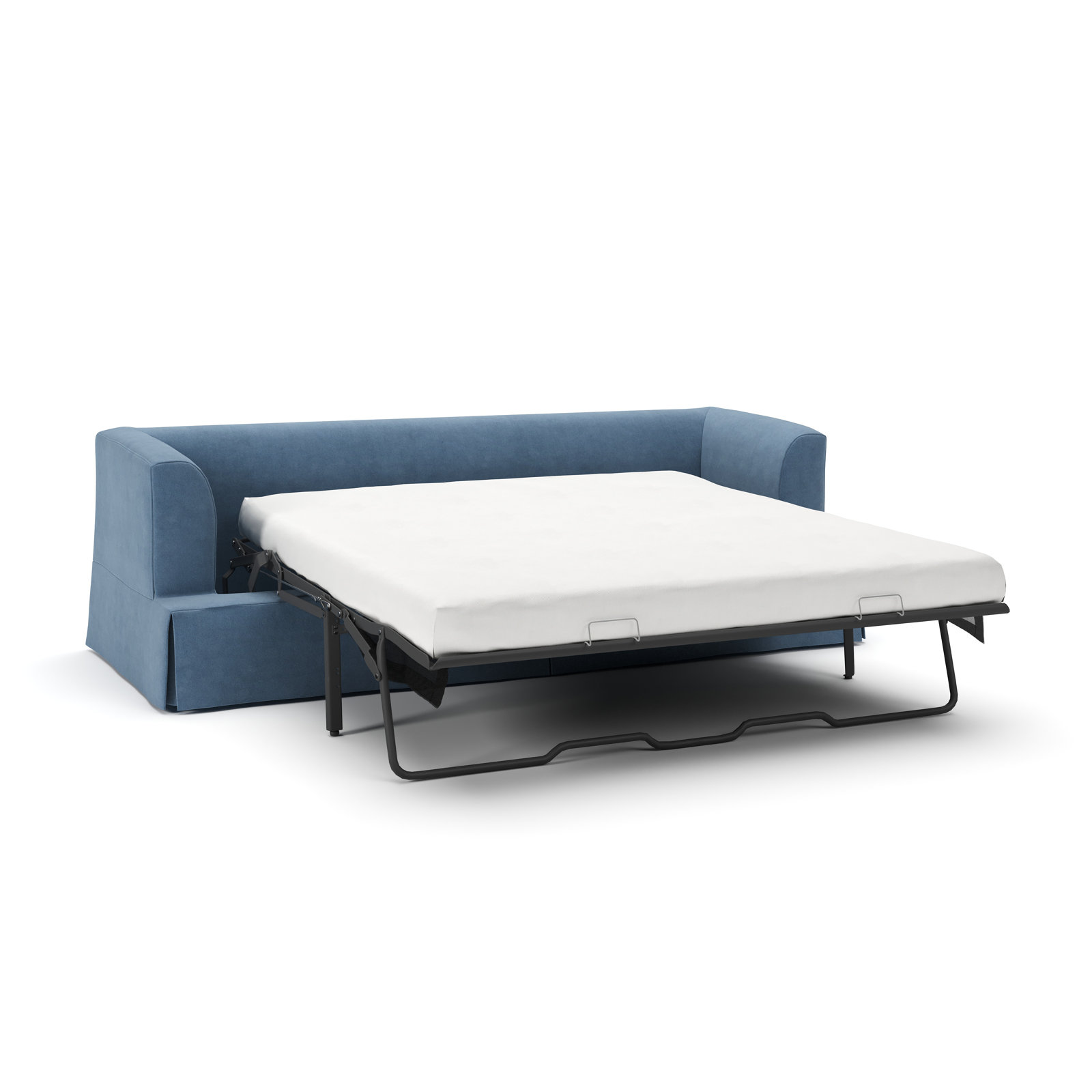 Lucia 92.5'' Upholstered Sleeper Sofa, Bella Ocean Performance Velvet