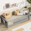 Lit simple gris avec rangement pour livres et rails, fabriqué en bois d'hévéa, 7 lattes de soutien, support compact pour espaces d'assemblage convenables, bois, lattes renforcées, facile