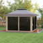 Auvent rétractable 13 pi x 13 pi Outsunny, pavillon de jardin avec filet, sacs de poids, hauteur réglable et sac de transport