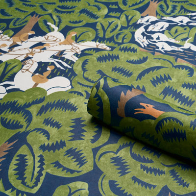 Schumacher X The New Yorker, papier peint de la chasse au renard de Margaret Schloeman