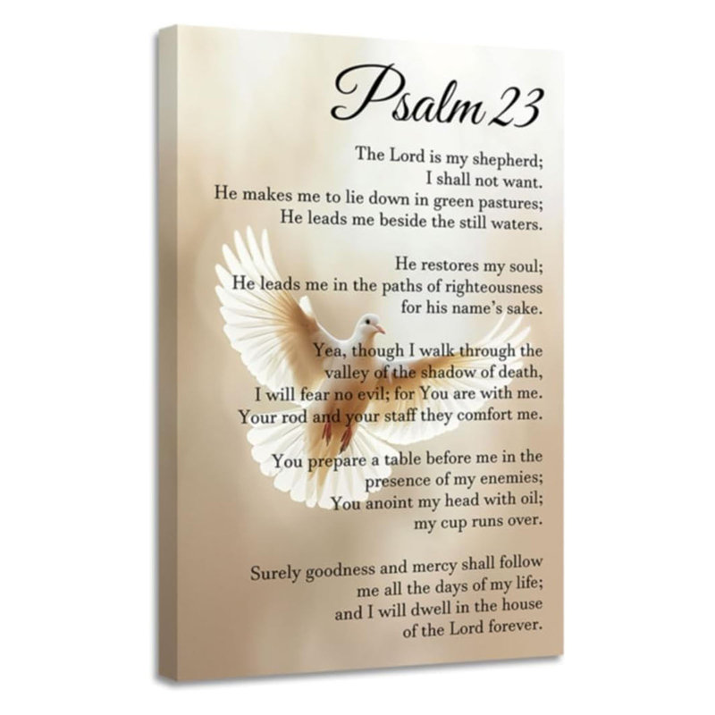 Psaume 23, art mural, «The Lord Is My Shepherd», écriture biblique, verset de la Bible, décoration chrétienne pour le salon, chambre à coucher, 24 po x 36 po