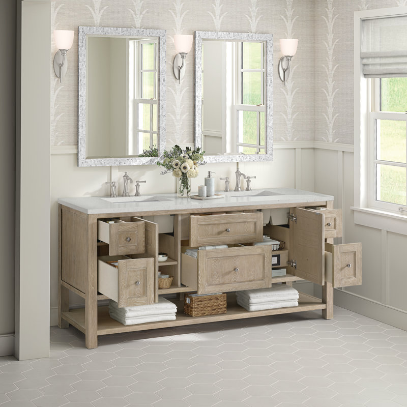 Breckenridge 72'' W Double Vanity, Whitewashed Oak, Lime Delight, 8" Widespread