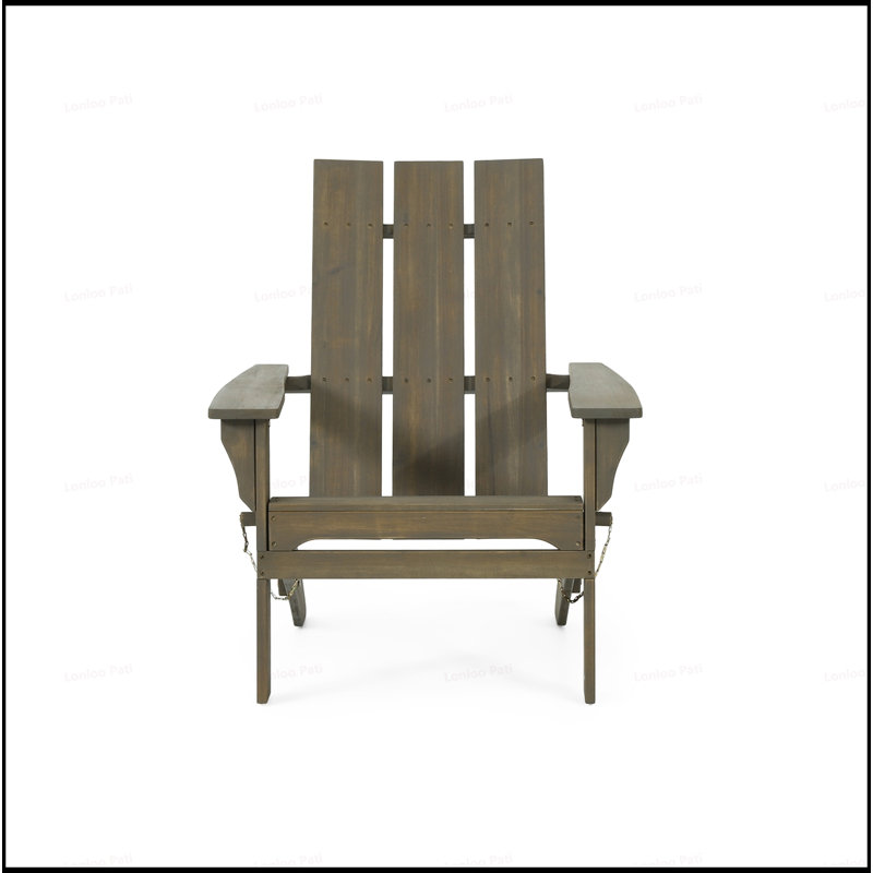FOLDABLE ADIRONDACK CHAIR With Rich Acacia Wood And Rustic Design For Outdoor Comfort And Convenience, Gray Brown