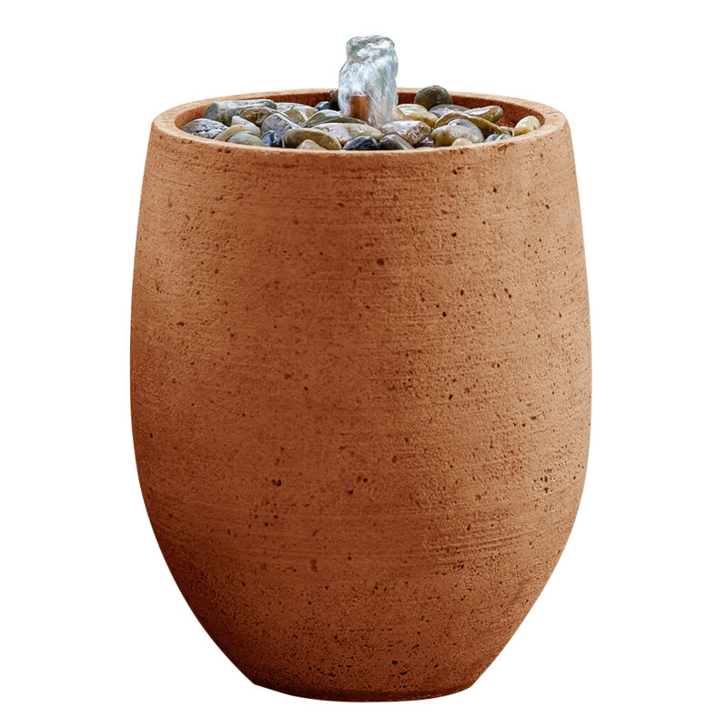 Fontaine en béton Yayla, H 16 po x l 12,25 po x P 12,25 po, Ferro rustique Nuovo