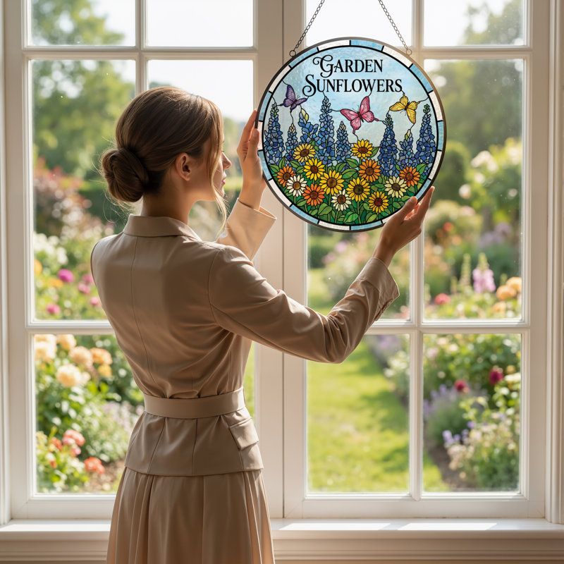 Panneau de vitrail de jardin 12 "H 12", H 12 po x l 12 po