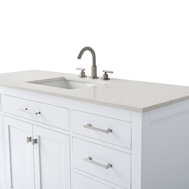 Trevor 60" W Single Vanity, White/Brushed Nickel