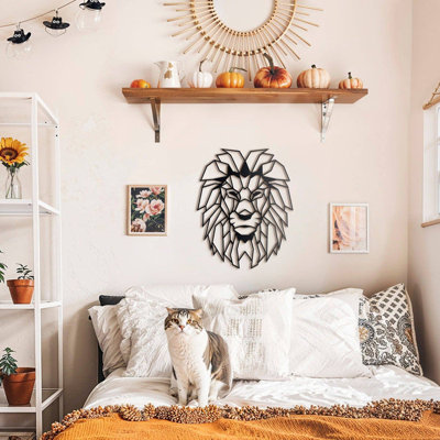Art mural en métal tête de lion - décor de salon pour bureau à domicile