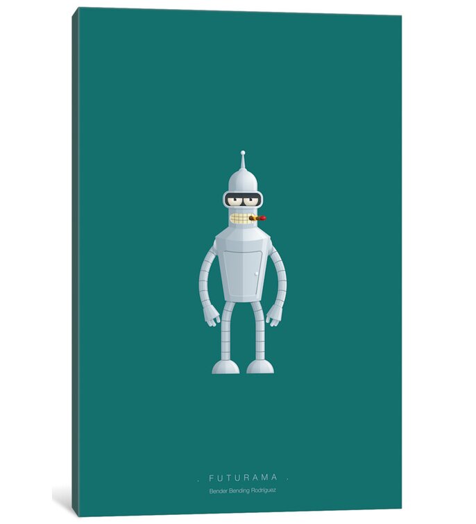 'Famous Robots Series: Futurama (Bender Bending Rodriguez)' Graphic Art Print on Canvas